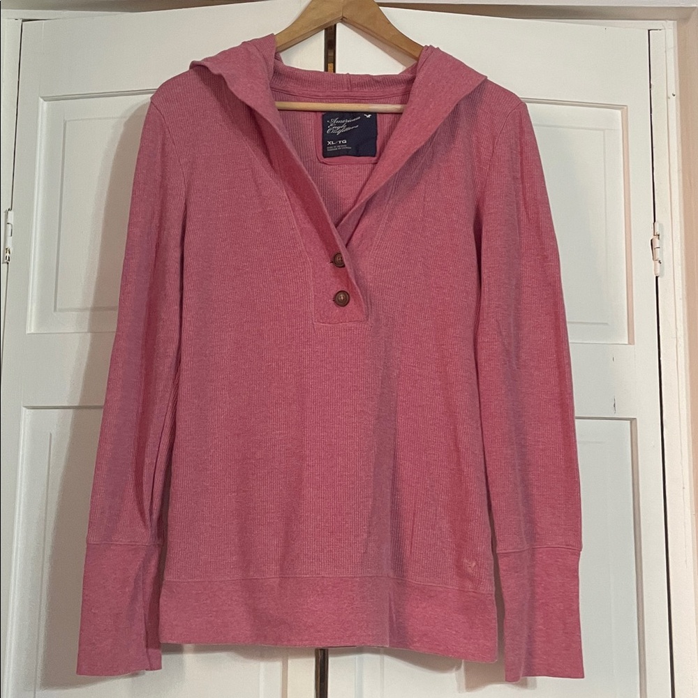 American Eagle Outfitters Vintage Pink Waffle Long Sleeve with hood